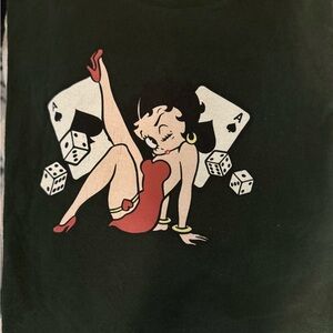 Betty Boop Black Shirt with Red and White Graphics
